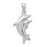 14k White Gold Dolphin Pair Pendant